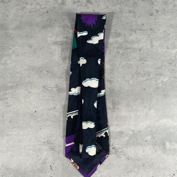 VTG 1993 Looney Tunes Mania Mens Tie Bugs Bunny Taz Devil Marvin Basketball MINT - Picture 4 of 5